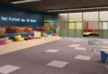 Art Intervention carpet tiles for adaptable spaces